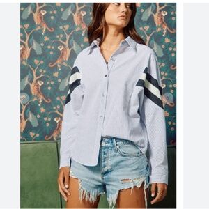 BUCKETLIST Striped Button-Down with Black and White Accents